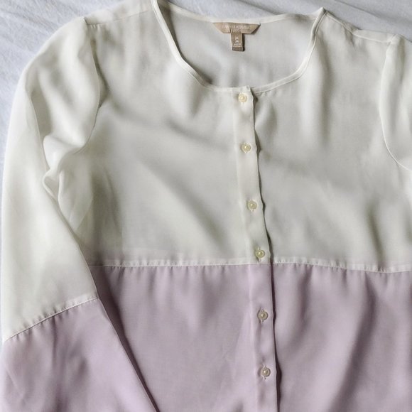 Banana Republic White and Lavender Sheer Blouse - Picture 4 of 5